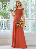Klassisches Maxikleid mit langen Spitzenärmeln und Flügelärmeln für Brautjungfern, formelle Abend- und Partykleider für Damen