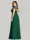 Vestido de dama de honor elegante, largo, de encaje, con mangas cortas, talla personalizada, vestidos de noche formales