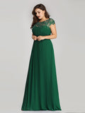 Vestido de dama de honor elegante, largo, de encaje, con mangas cortas, talla personalizada, vestidos de noche formales