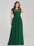 Vestido de dama de honor elegante, largo, de encaje, con mangas cortas, talla personalizada, vestidos de noche formales