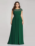Vestido de dama de honor elegante, largo, de encaje, con mangas cortas, talla personalizada, vestidos de noche formales