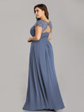 Vestido de dama de honor elegante, largo, de encaje, con mangas cortas, talla personalizada, vestidos de noche formales