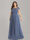 Vestido de dama de honor elegante, largo, de encaje, con mangas cortas, talla personalizada, vestidos de noche formales