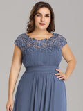 Vestido de dama de honor elegante, largo, de encaje, con mangas cortas, talla personalizada, vestidos de noche formales