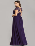Vestido de dama de honor elegante, largo, de encaje, con mangas cortas, talla personalizada, vestidos de noche formales