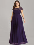 Vestido de dama de honor elegante, largo, de encaje, con mangas cortas, talla personalizada, vestidos de noche formales