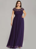 Vestido de dama de honor elegante, largo, de encaje, con mangas cortas, talla personalizada, vestidos de noche formales