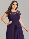 Vestido de dama de honor elegante, largo, de encaje, con mangas cortas, talla personalizada, vestidos de noche formales