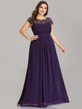 Vestido de dama de honor elegante, largo, de encaje, con mangas cortas, talla personalizada, vestidos de noche formales