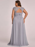 Vestido de dama de honor elegante, largo, de encaje, con mangas cortas, talla personalizada, vestidos de noche formales