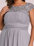 Vestido de dama de honor elegante, largo, de encaje, con mangas cortas, talla personalizada, vestidos de noche formales