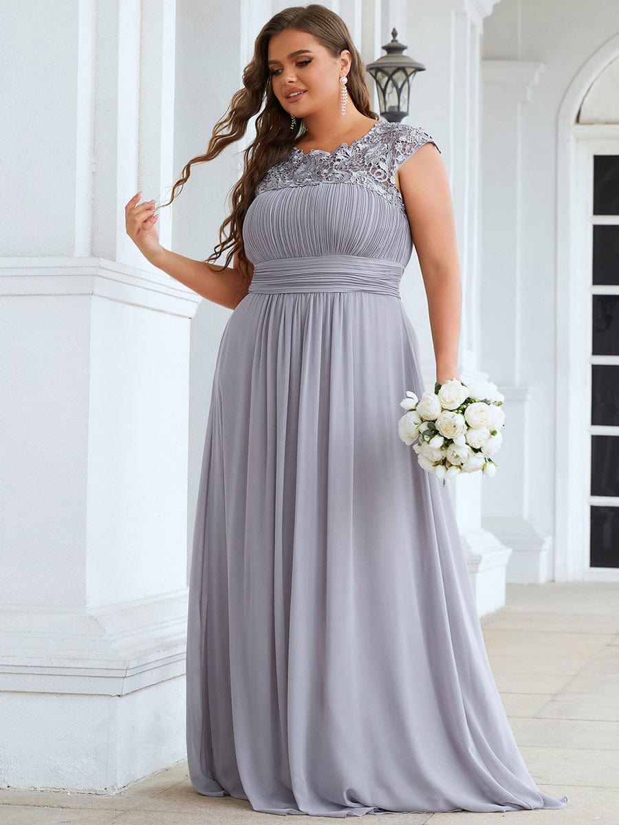 Klassisches Maxikleid mit langen Spitzenärmeln und Flügelärmeln für Brautjungfern, formelle Abend- und Partykleider für Damen