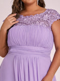 Vestido de dama de honor elegante, largo, de encaje, con mangas cortas, talla personalizada, vestidos de noche formales
