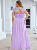 Vestido de dama de honor elegante, largo, de encaje, con mangas cortas, talla personalizada, vestidos de noche formales