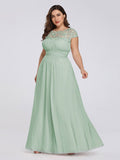 Vestido de dama de honor elegante, largo, de encaje, con mangas cortas, talla personalizada, vestidos de noche formales