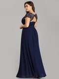 Vestido de dama de honor elegante, largo, de encaje, con mangas cortas, talla personalizada, vestidos de noche formales