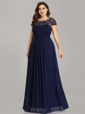 Vestido de dama de honor elegante, largo, de encaje, con mangas cortas, talla personalizada, vestidos de noche formales