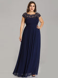 Vestido de dama de honor elegante, largo, de encaje, con mangas cortas, talla personalizada, vestidos de noche formales