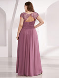Vestido de dama de honor elegante, largo, de encaje, con mangas cortas, talla personalizada, vestidos de noche formales