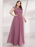 Vestido de dama de honor elegante, largo, de encaje, con mangas cortas, talla personalizada, vestidos de noche formales