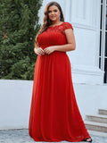 Vestido de dama de honor elegante, largo, de encaje, con mangas cortas, talla personalizada, vestidos de noche formales