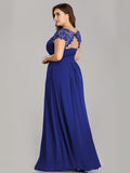 Vestido de dama de honor elegante, largo, de encaje, con mangas cortas, talla personalizada, vestidos de noche formales
