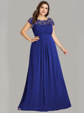 Vestido de dama de honor elegante, largo, de encaje, con mangas cortas, talla personalizada, vestidos de noche formales