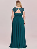 Vestido de dama de honor elegante, largo, de encaje, con mangas cortas, talla personalizada, vestidos de noche formales