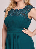 Klassisches Maxikleid mit langen Spitzenärmeln und Flügelärmeln für Brautjungfern, formelle Abend- und Partykleider für Damen