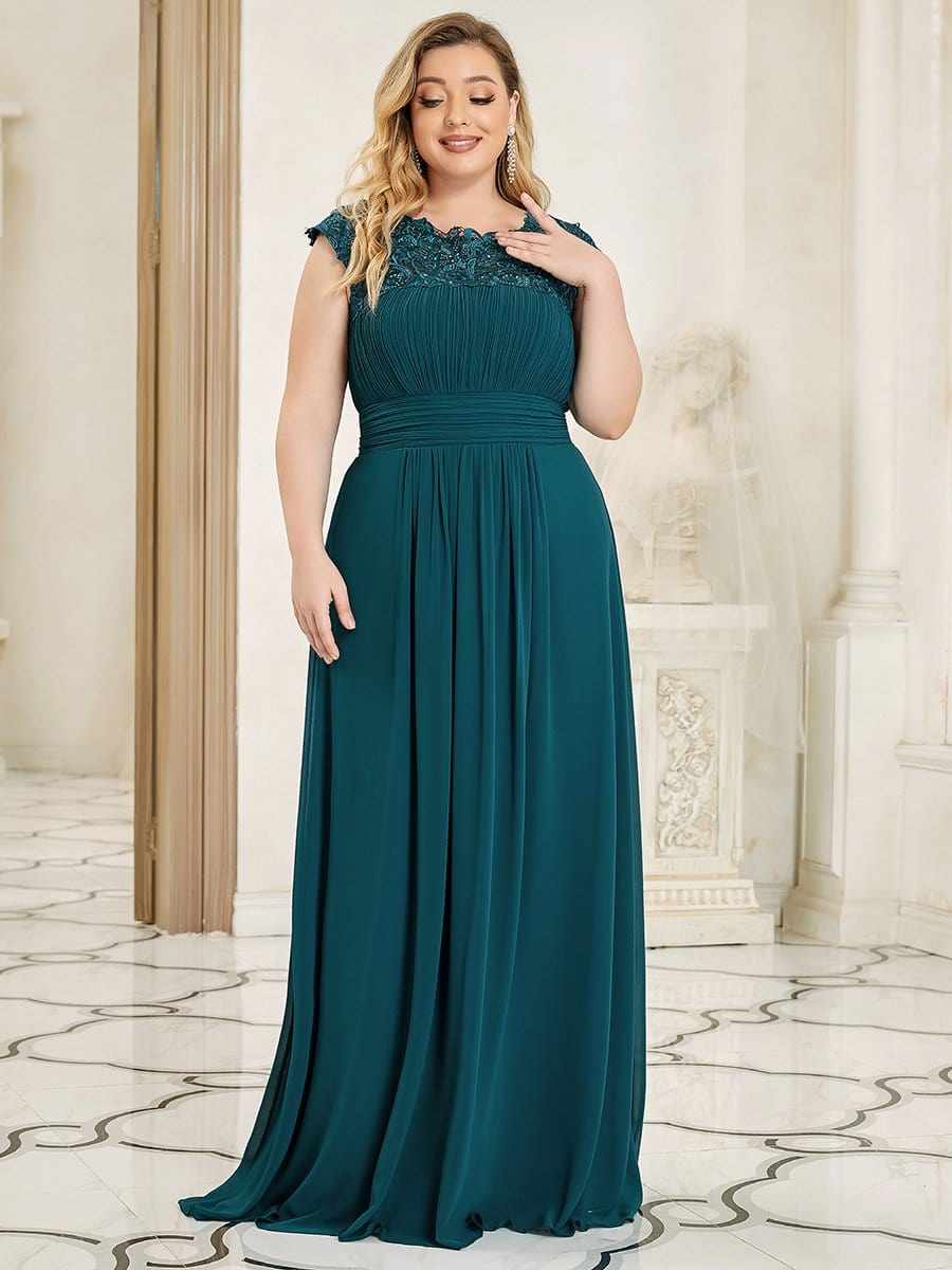 Klassisches Maxikleid mit langen Spitzenärmeln und Flügelärmeln für Brautjungfern, formelle Abend- und Partykleider für Damen