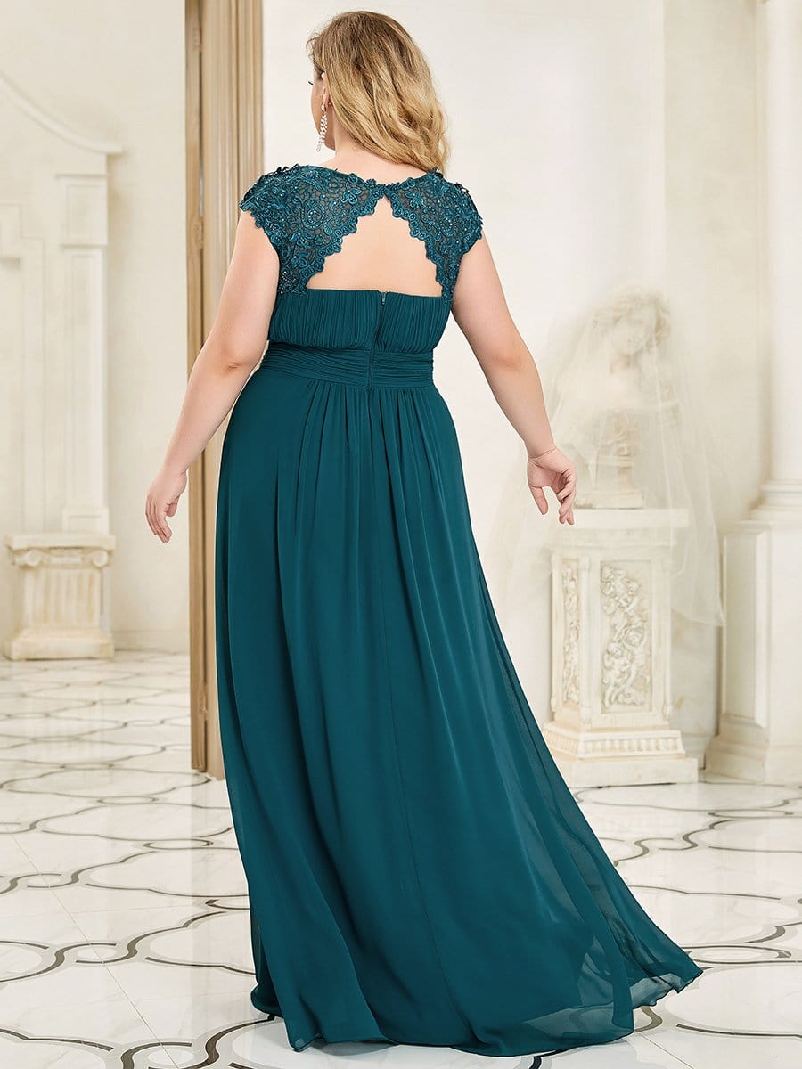 Klassisches Maxikleid mit langen Spitzenärmeln und Flügelärmeln für Brautjungfern, formelle Abend- und Partykleider für Damen