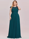 Vestido de dama de honor elegante, largo, de encaje, con mangas cortas, talla personalizada, vestidos de noche formales