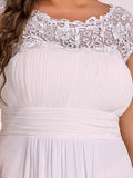 Vestido de dama de honor elegante, largo, de encaje, con mangas cortas, talla personalizada, vestidos de noche formales