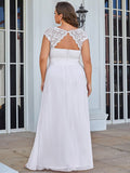 Vestido de dama de honor elegante, largo, de encaje, con mangas cortas, talla personalizada, vestidos de noche formales