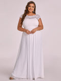 Vestido de dama de honor elegante, largo, de encaje, con mangas cortas, talla personalizada, vestidos de noche formales
