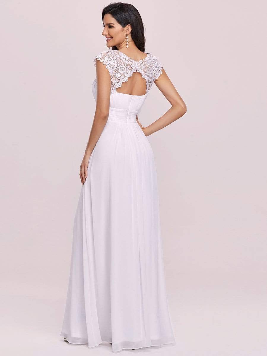 Klassisches Maxikleid mit langen Spitzenärmeln und Flügelärmeln für Brautjungfern, formelle Abend- und Partykleider für Damen
