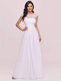 Klassisches Maxikleid mit langen Spitzenärmeln und Flügelärmeln für Brautjungfern, formelle Abend- und Partykleider für Damen