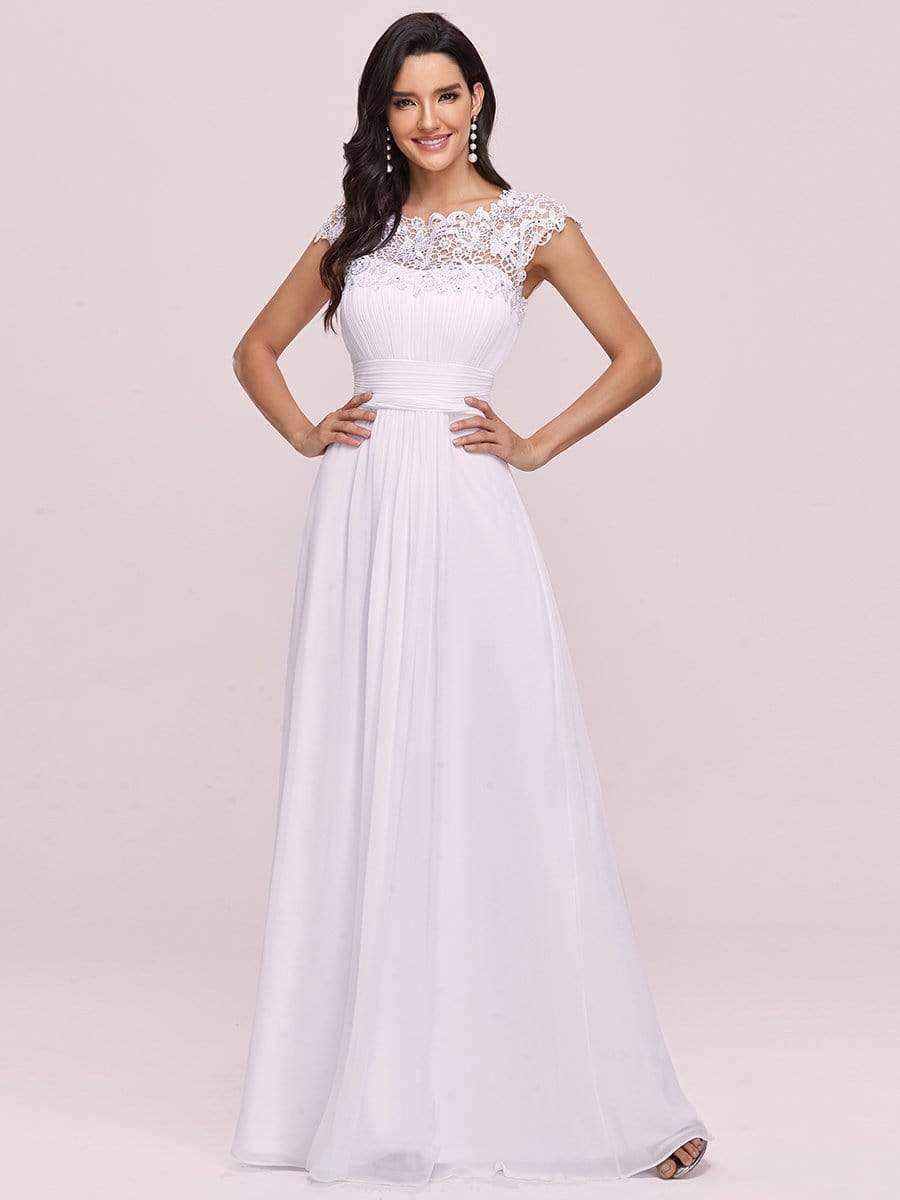 Klassisches Maxikleid mit langen Spitzenärmeln und Flügelärmeln für Brautjungfern, formelle Abend- und Partykleider für Damen