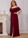 Vestido de dama de honor formal con hombros descubiertos y abertura lateral, talla personalizada