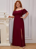 Vestido de dama de honor formal con hombros descubiertos y abertura lateral, talla personalizada