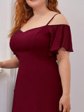 Vestido de dama de honor formal con hombros descubiertos y abertura lateral, talla personalizada