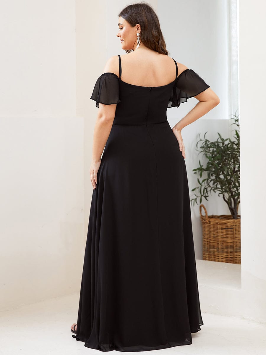 Plus Size Cold Shoulder Formal Bridesmaid Dress with Side Slit Formal Evening Dresses