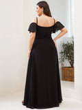 Vestido de dama de honor formal con hombros descubiertos y abertura lateral, talla personalizada