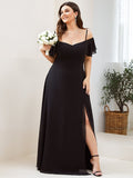 Vestido de dama de honor formal con hombros descubiertos y abertura lateral, talla personalizada