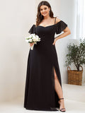 Vestido de dama de honor formal con hombros descubiertos y abertura lateral, talla personalizada