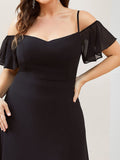 Vestido de dama de honor formal con hombros descubiertos y abertura lateral, talla personalizada