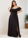 Vestido de dama de honor formal con hombros descubiertos y abertura lateral, talla personalizada