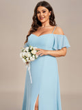 Vestido de dama de honor formal con hombros descubiertos y abertura lateral, talla personalizada
