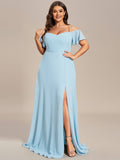 Vestido de dama de honor formal con hombros descubiertos y abertura lateral, talla personalizada