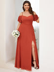 Vestido de dama de honor formal con hombros descubiertos y abertura lateral, talla personalizada